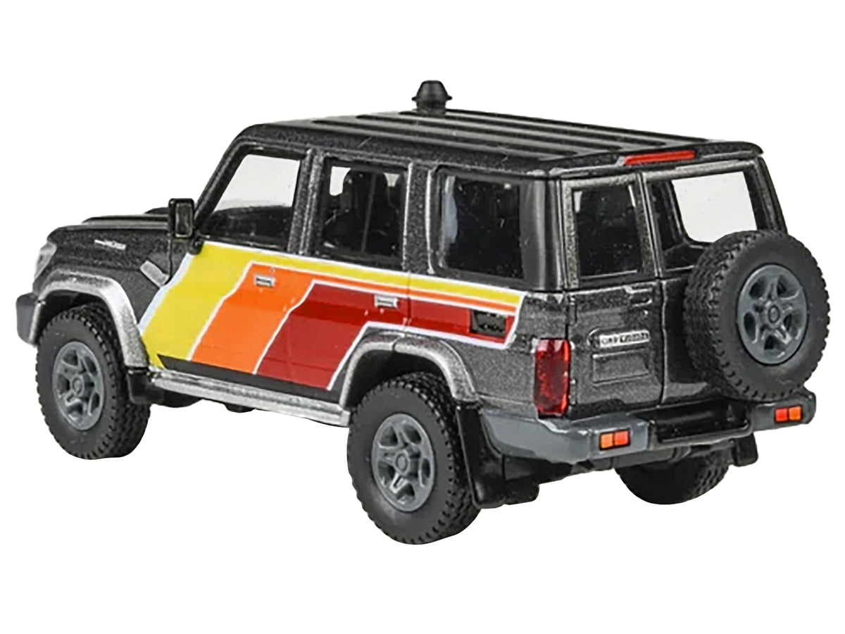 2014 Toyota Land Cruiser LC76 'TRD Livery' Gray Metallic with Stripes 1/64 Diecast Model Car by Paragon Models
