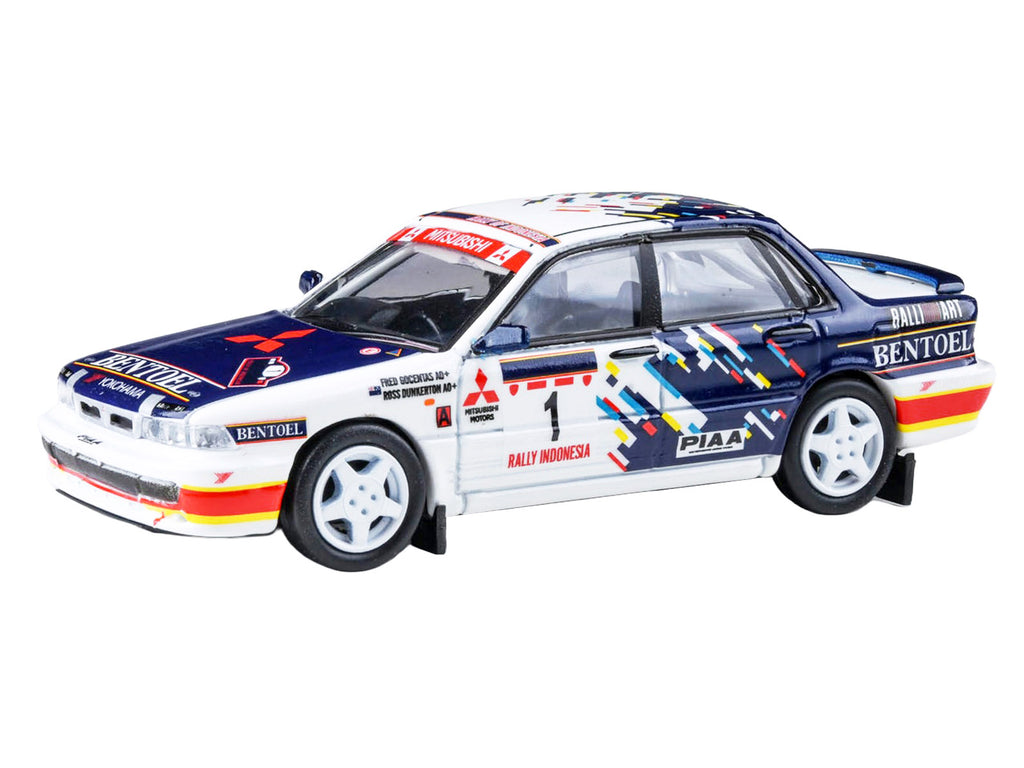 Mitsubishi Galant VR-4 RHD (Right Hand Drive) #1 Ross Dunkerton - Fred Gocentas 'Rally Indonesia' (1993) 1/64 Diecast Model Car by Paragon Models