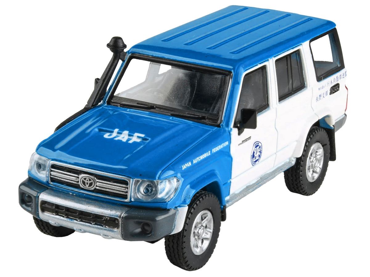 2014 Toyota Land Cruiser 76 RHD (Right Hand Drive) Blue and White 'Japan Automobile Federation' 1/64 Diecast Model Car by Paragon Models