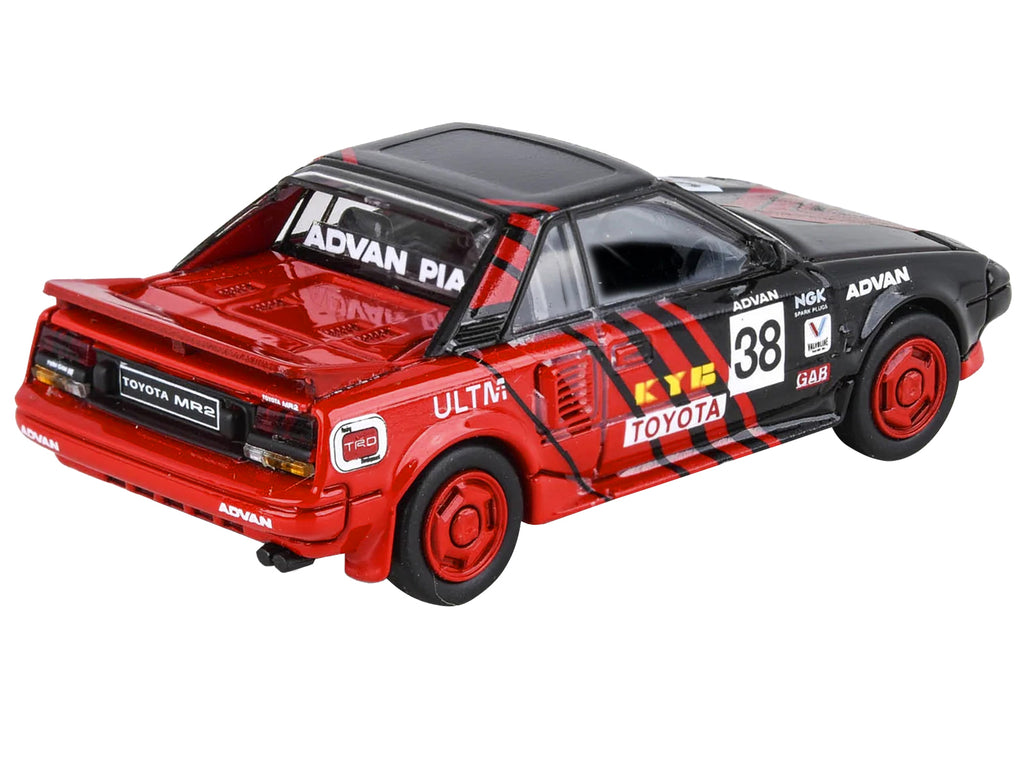 1985 Toyota MR2 MK1 RHD (Right Hand Drive) #38 Red and Black 'Autocross Livery' 1/64 Diecast Model Car by Paragon Models