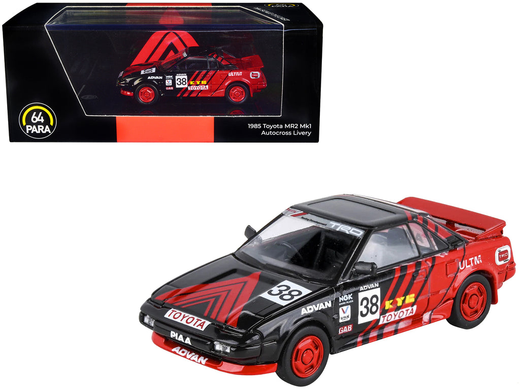 1985 Toyota MR2 MK1 RHD (Right Hand Drive) #38 Red and Black 'Autocross Livery' 1/64 Diecast Model Car by Paragon Models