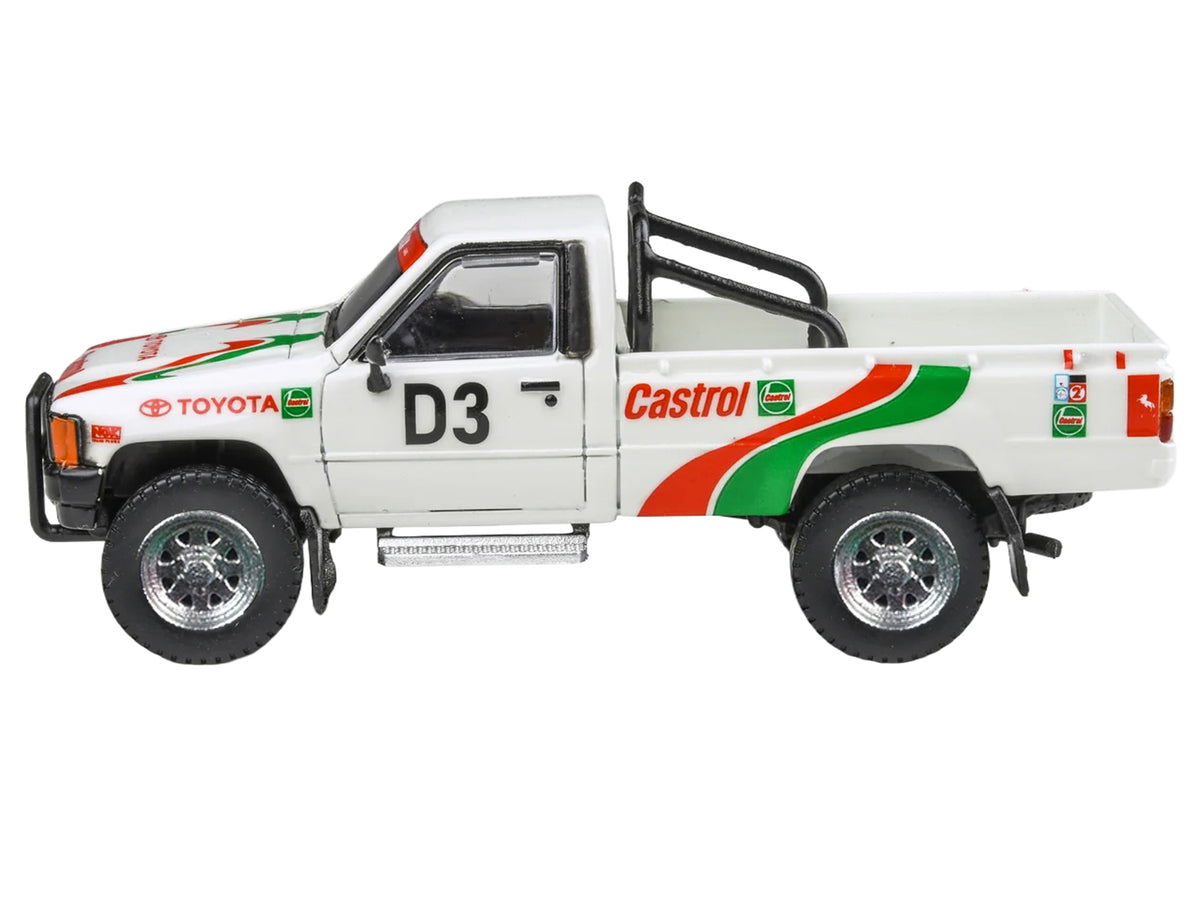 Toyota Hilux Pickup Truck #D3 'Castrol' White with Graphics 'Rustenburg 400 Rally' (1995) 1/64 Diecast Model Car by Paragon Models