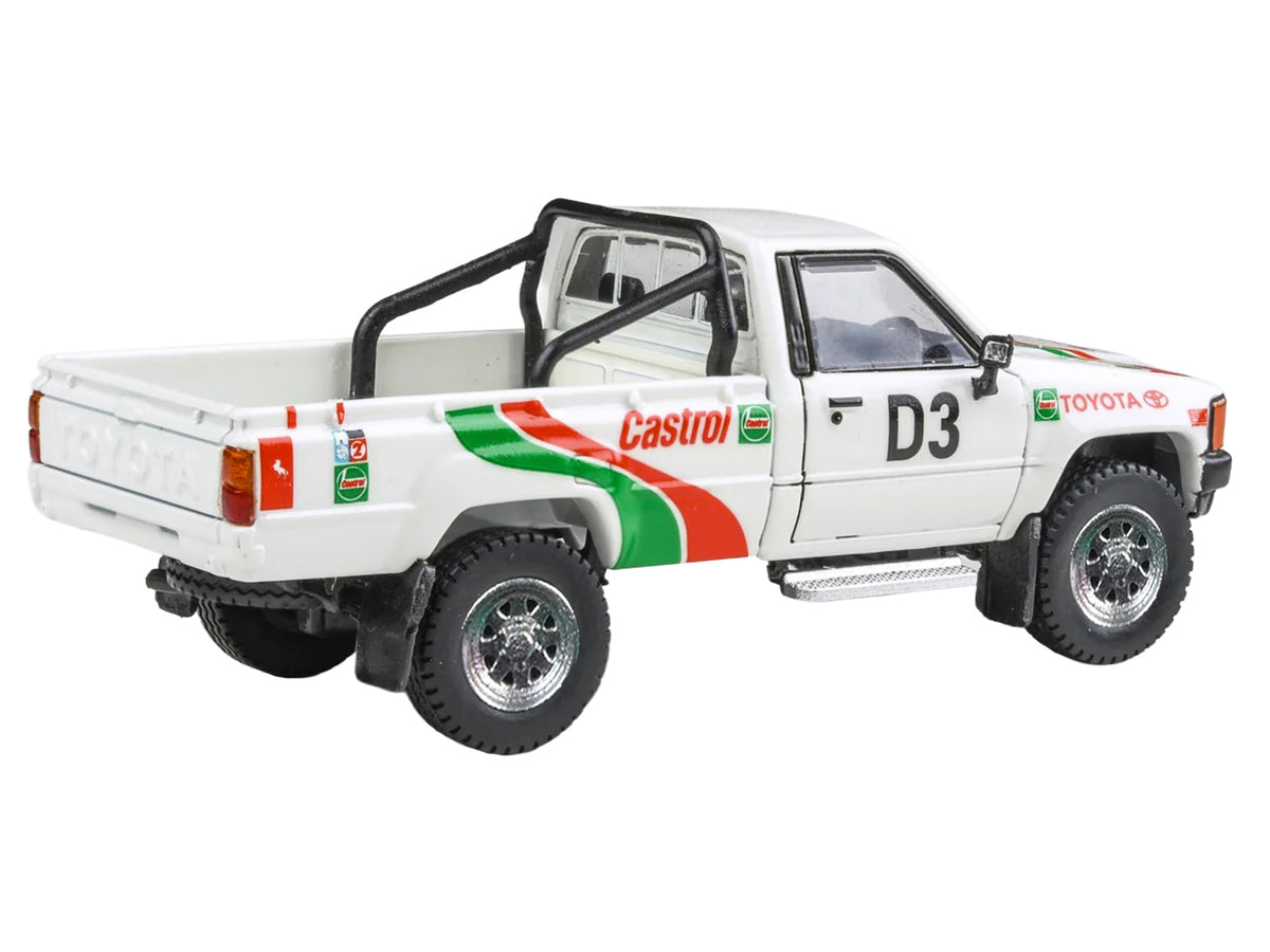 Toyota Hilux Pickup Truck #D3 'Castrol' White with Graphics 'Rustenburg 400 Rally' (1995) 1/64 Diecast Model Car by Paragon Models