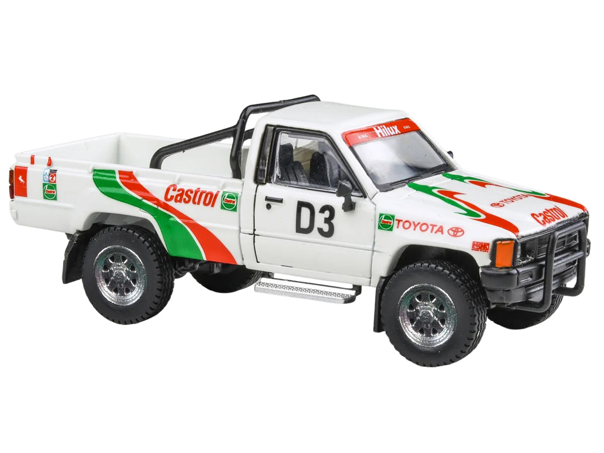Toyota Hilux Pickup Truck #D3 'Castrol' White with Graphics 'Rustenburg 400 Rally' (1995) 1/64 Diecast Model Car by Paragon Models