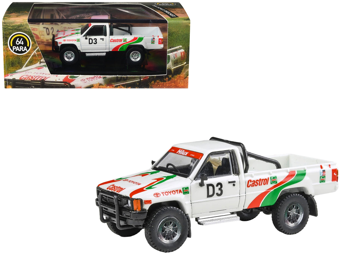 Toyota Hilux Pickup Truck #D3 'Castrol' White with Graphics 'Rustenburg 400 Rally' (1995) 1/64 Diecast Model Car by Paragon Models