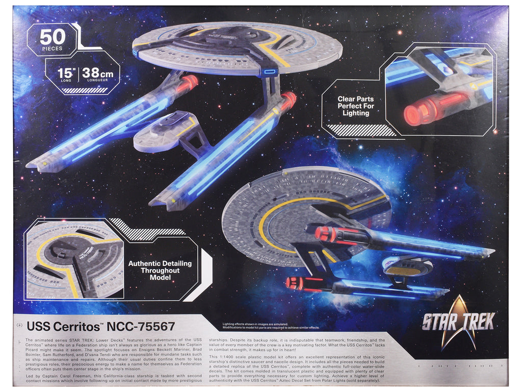 Skill 2 Model Kit USS Cerritos NCC-75567 Spacecraft 'Star Trek: Lower Decks' (2020-2024) TV Series 1/1400 Scale Model by Polar Lights