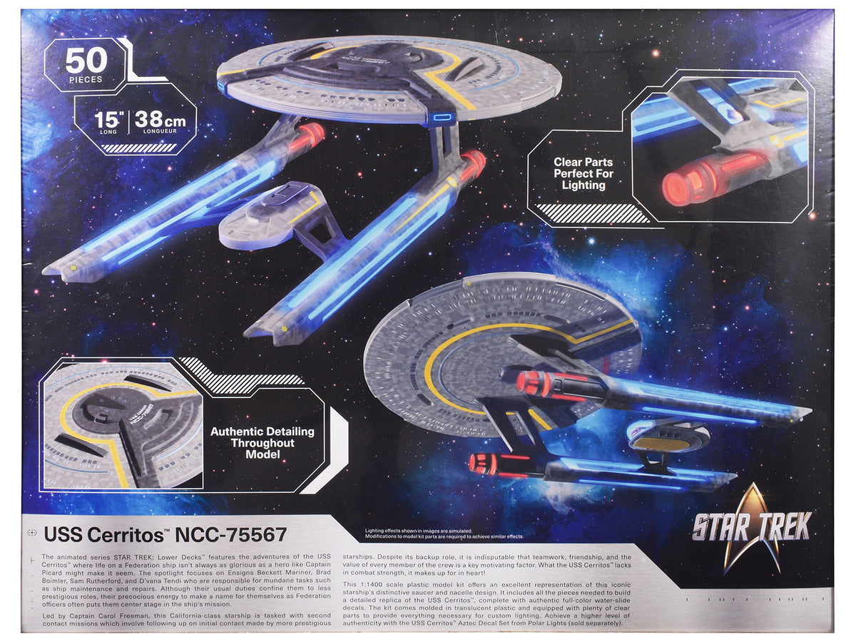 Skill 2 Model Kit USS Cerritos NCC-75567 Spacecraft 'Star Trek: Lower Decks' (2020-2024) TV Series 1/1400 Scale Model by Polar Lights