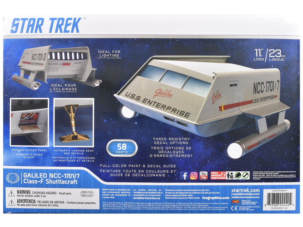 Skill 2 Model Kit Galileo Shuttlecraft 'Star Trek: The Original Series' (1966-1968) TV Series 1/32 Scale Model by Polar Lights