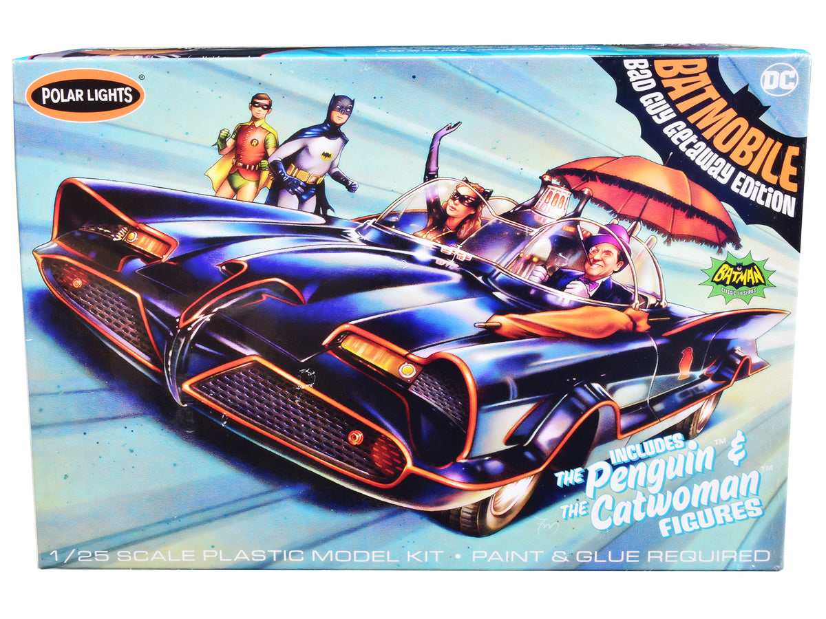 Skill 2 Model Kit 1966 Batmobile 'Bad Guy Getaway Edition' with Penguin and Catwoman Figures 'Batman' (1966-1968) TV Series 1/25 Scale Model by Polar Lights