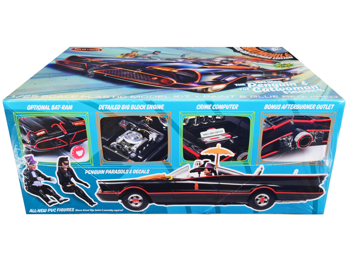 Skill 2 Model Kit 1966 Batmobile 'Bad Guy Getaway Edition' with Penguin and Catwoman Figures 'Batman' (1966-1968) TV Series 1/25 Scale Model by Polar Lights