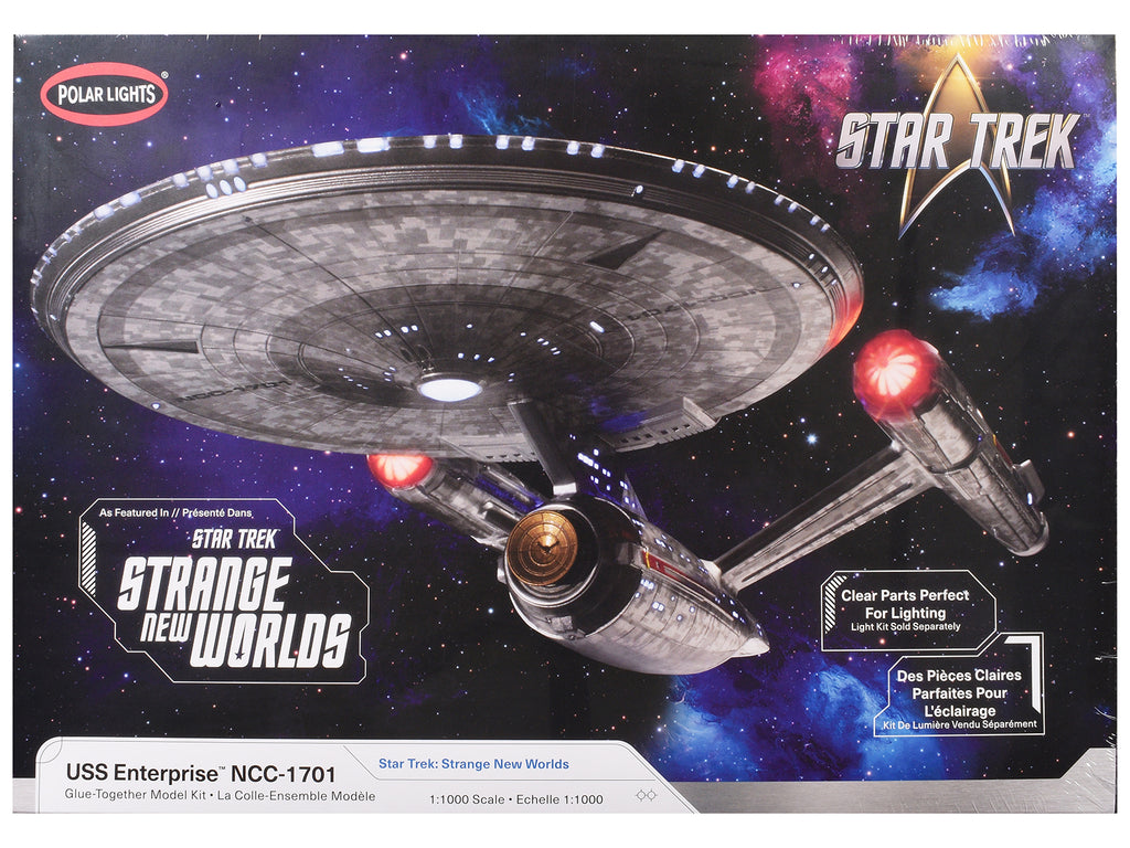 Skill 2 Model Kit USS Enterprise NCC-1701 Spacecraft 'Star Trek: Strange New Worlds' (2022-Current) TV Series 1/1000 Scale Model by Polar Lights