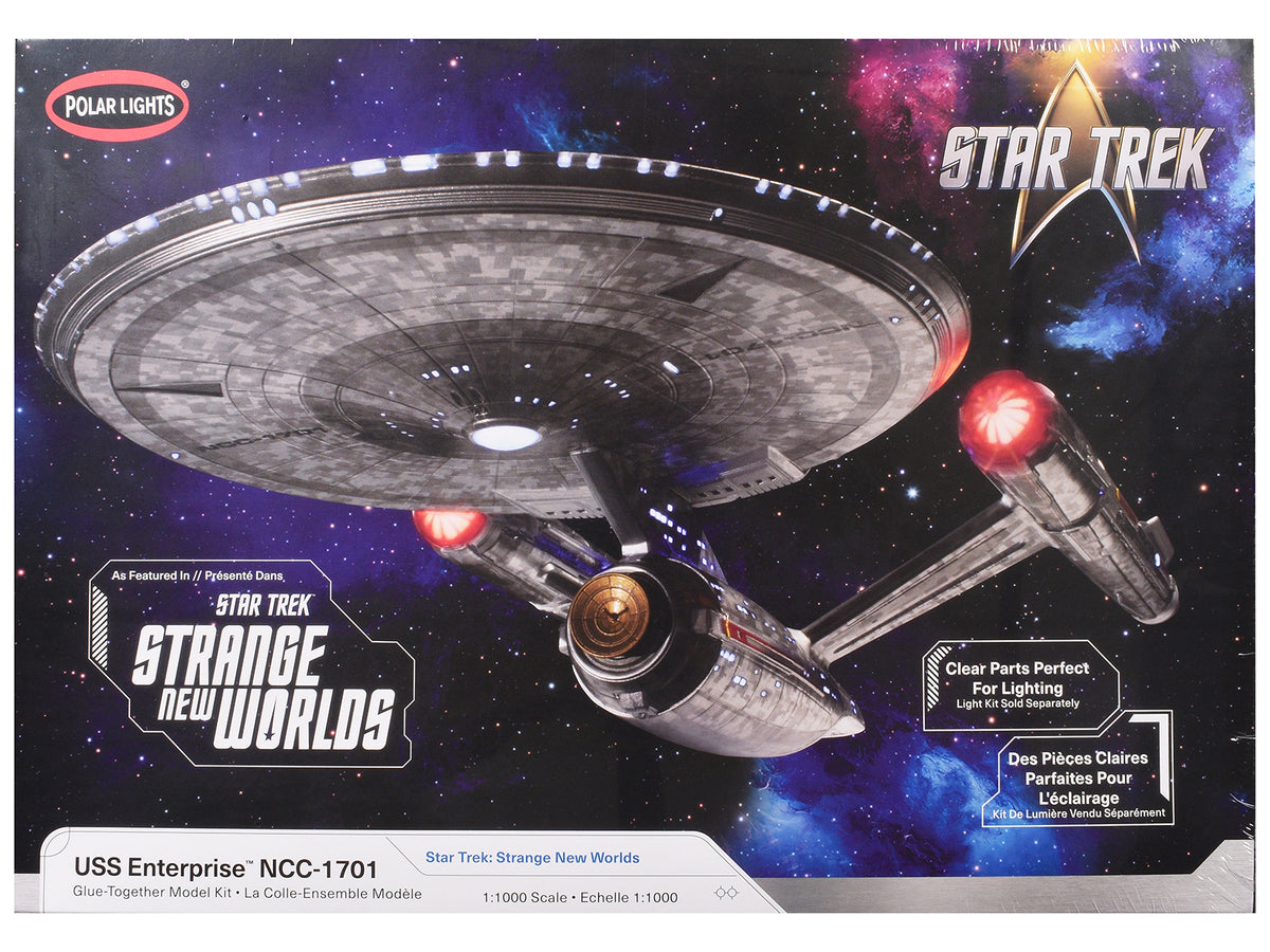Skill 2 Model Kit USS Enterprise NCC-1701 Spacecraft 'Star Trek: Strange New Worlds' (2022-Current) TV Series 1/1000 Scale Model by Polar Lights