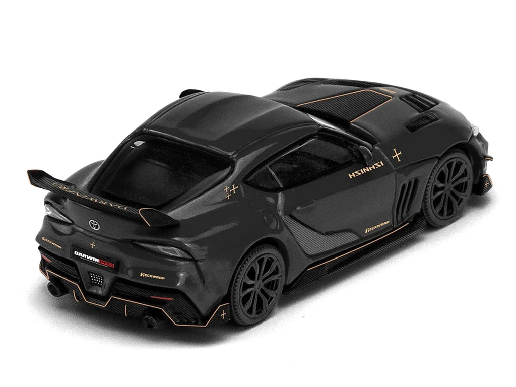 Toyota Supra DarwinPro Black with Gold Accents 'Enigma Exclusive Edition' 1/64 Diecast Model Car by Pop Race