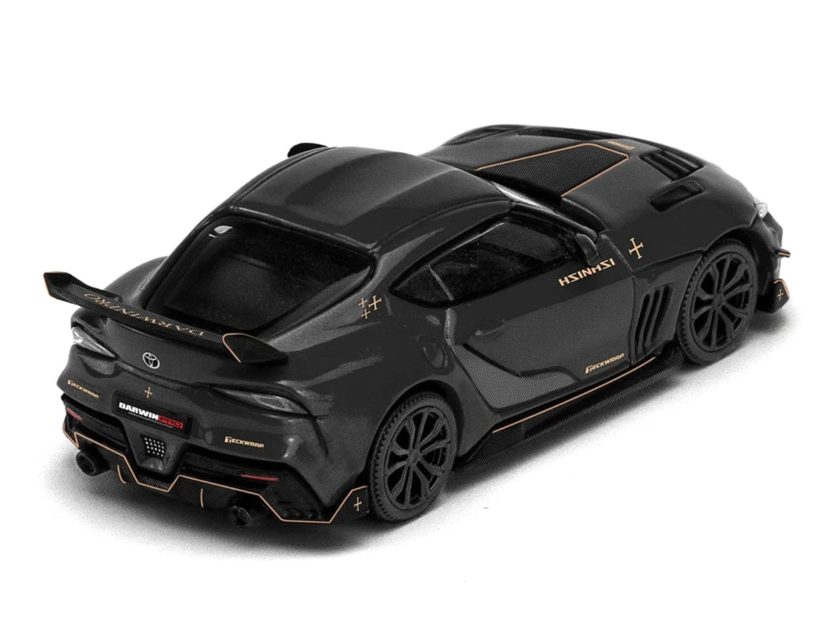 Toyota Supra DarwinPro Black with Gold Accents 'Enigma Exclusive Edition' 1/64 Diecast Model Car by Pop Race