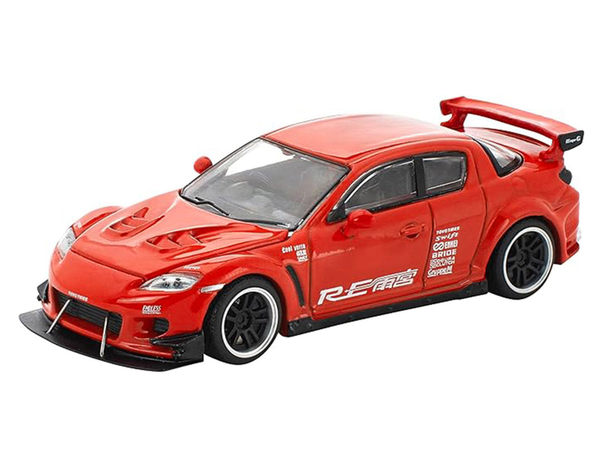 Mazda RX-8 RE-Amemiya RHD (Right Hand Drive) Red with Graphics 'Enigma Exclusive Edition' 1/64 Die Cast Model Car by Pop Race