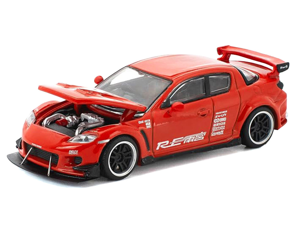 Mazda RX-8 RE-Amemiya RHD (Right Hand Drive) Red with Graphics 'Enigma Exclusive Edition' 1/64 Die Cast Model Car by Pop Race