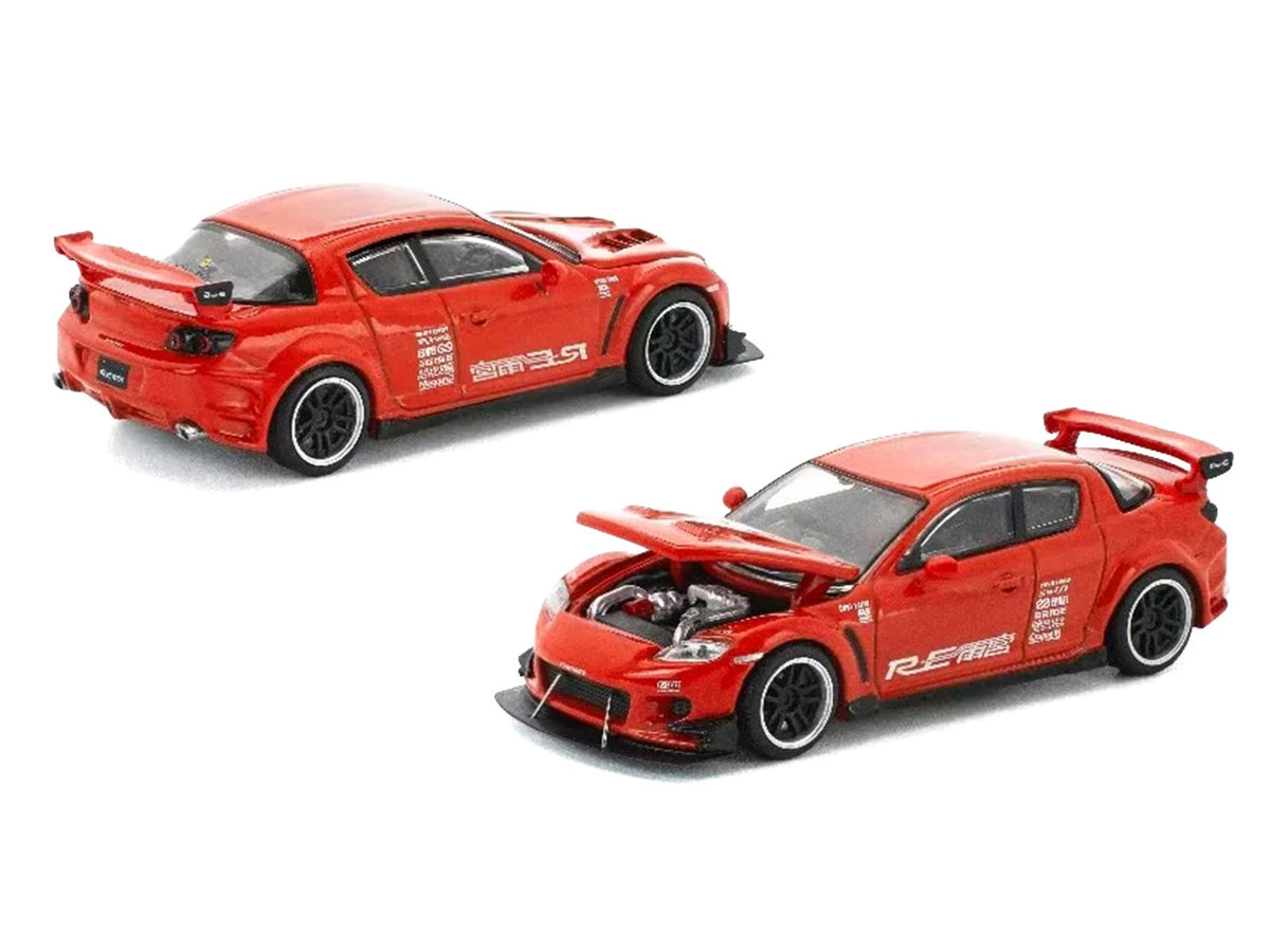 Mazda RX-8 RE-Amemiya RHD (Right Hand Drive) Red with Graphics 'Enigma Exclusive Edition' 1/64 Die Cast Model Car by Pop Race