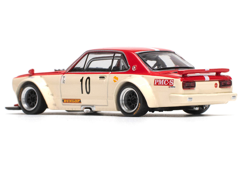 Skyline GT-R V8 Drift 'Hakosuka' RHD (Right Hand Drive) #10 'Watanabe' Red and Cream 1/64 Diecast Model Car by Pop Race