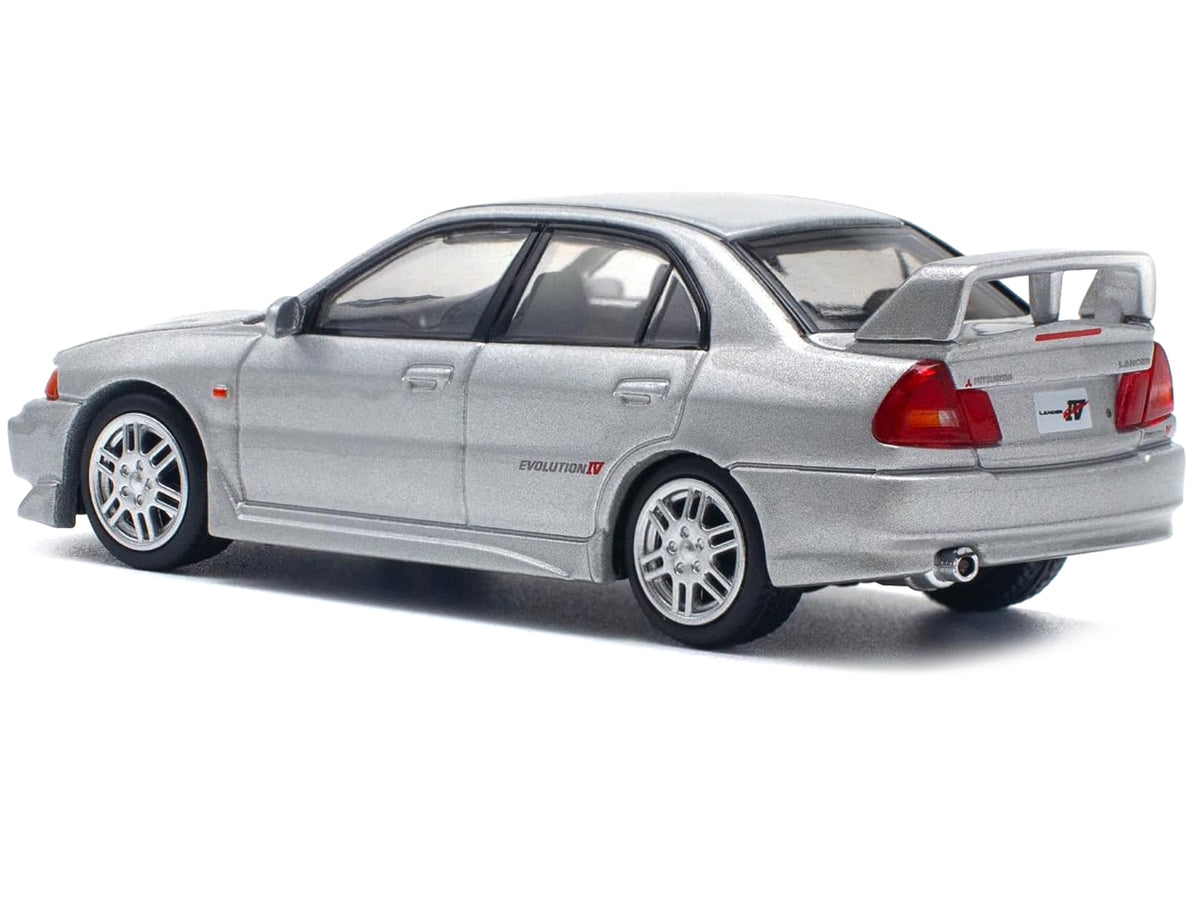 Mitsubishi Lancer Evolution IV RHD (Right Hand Drive) Steel Silver Metallic 1/64 Diecast Model Car by Pop Race