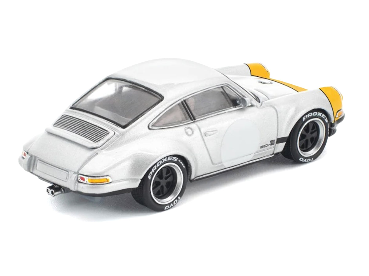Singer 964 Silver Metallic with Yellow Front 1/64 Diecast Model Car by Pop Race