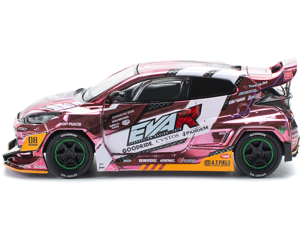 Toyota Goodride GR Yaris RHD (Right Hand Drive) 'EVA RT Production Model-08' Pink Metallic with Graphics 1/64 Diecast Model Car by Pop Race