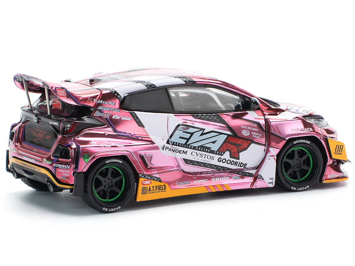 Toyota Goodride GR Yaris RHD (Right Hand Drive) 'EVA RT Production Model-08' Pink Metallic with Graphics 1/64 Diecast Model Car by Pop Race