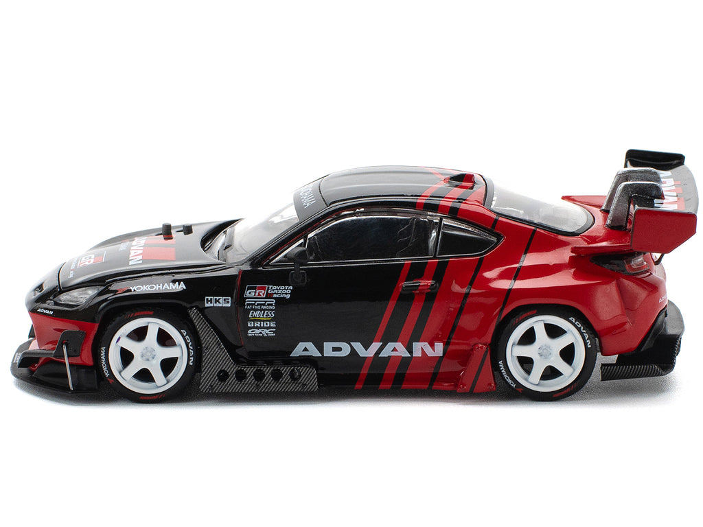Toyota Pandem GR86 'Advan' Black and Red with Graphics 1/64 Diecast Model Car by Pop Race