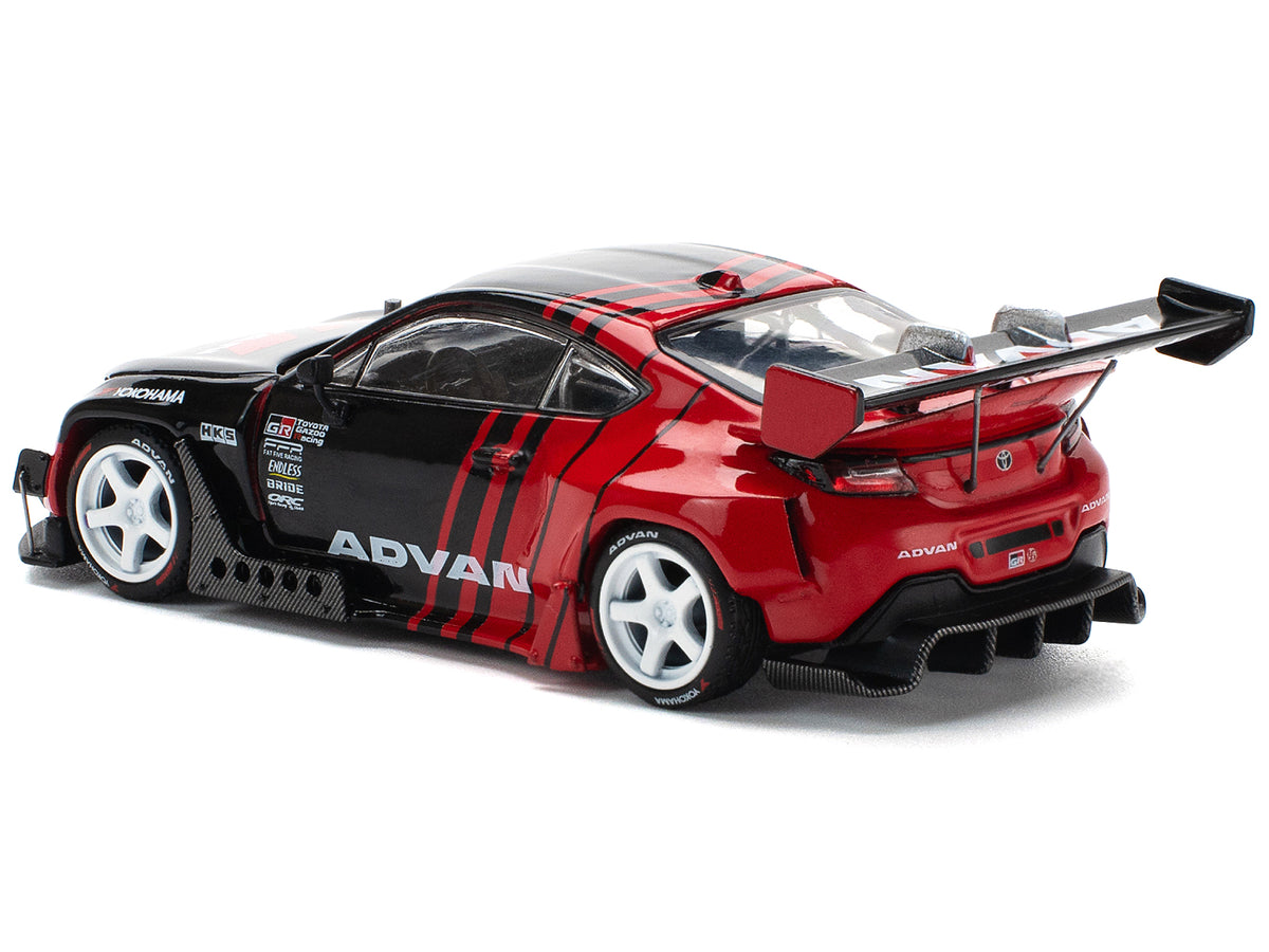 Toyota Pandem GR86 'Advan' Black and Red with Graphics 1/64 Diecast Model Car by Pop Race