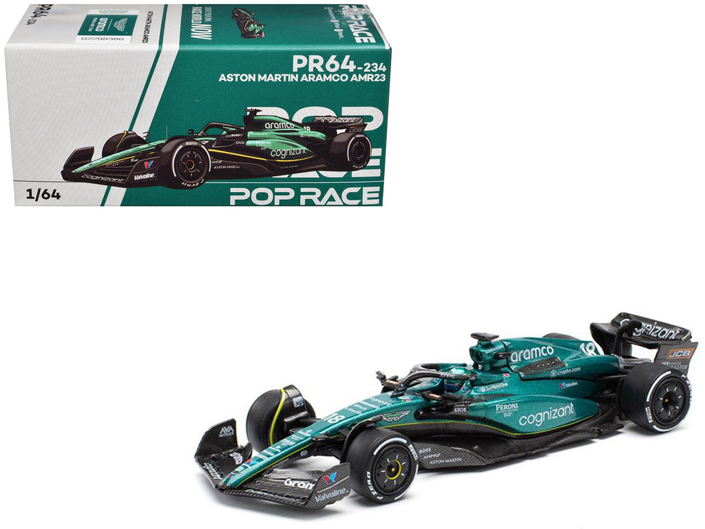 Aston Martin AMR23 #18 Lance Stroll 'Formula One F1 World Championship' (2023) 1/64 Diecast Model Car by Pop Race
