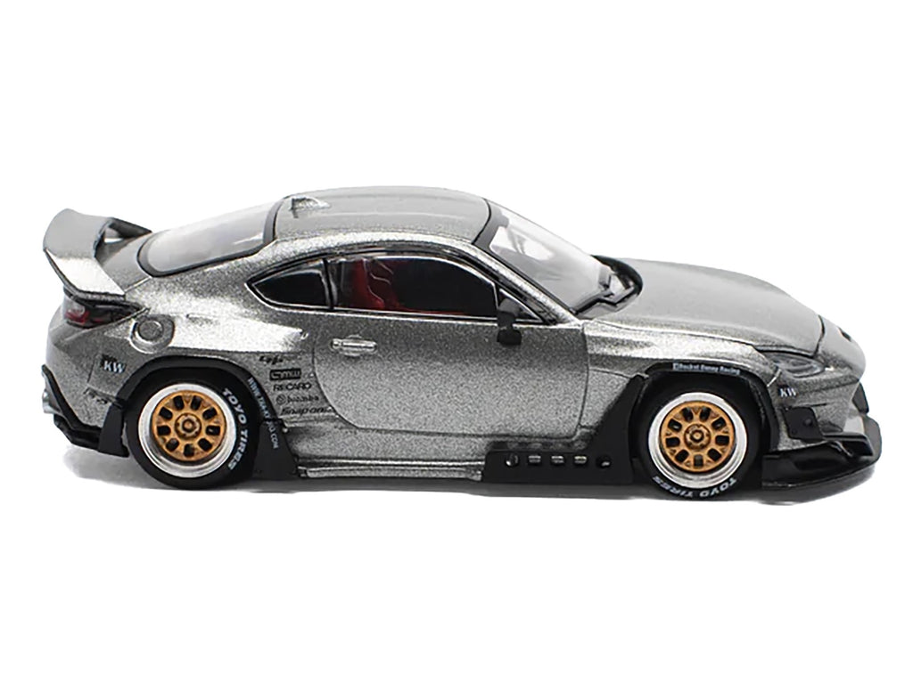 Toyota Pandem GR86 Silver Metallic 1/64 Diecast Model Car by Pop Race