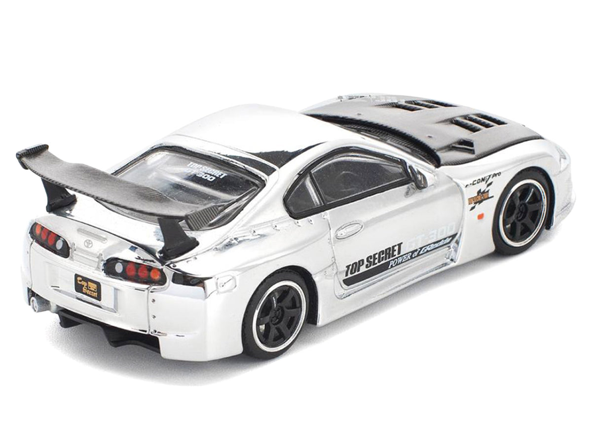 Toyota Supra 'Top Secret' GT300 RHD (Right Hand Drive) Silver Chrome 1/64 Diecast Model Car by Pop Race