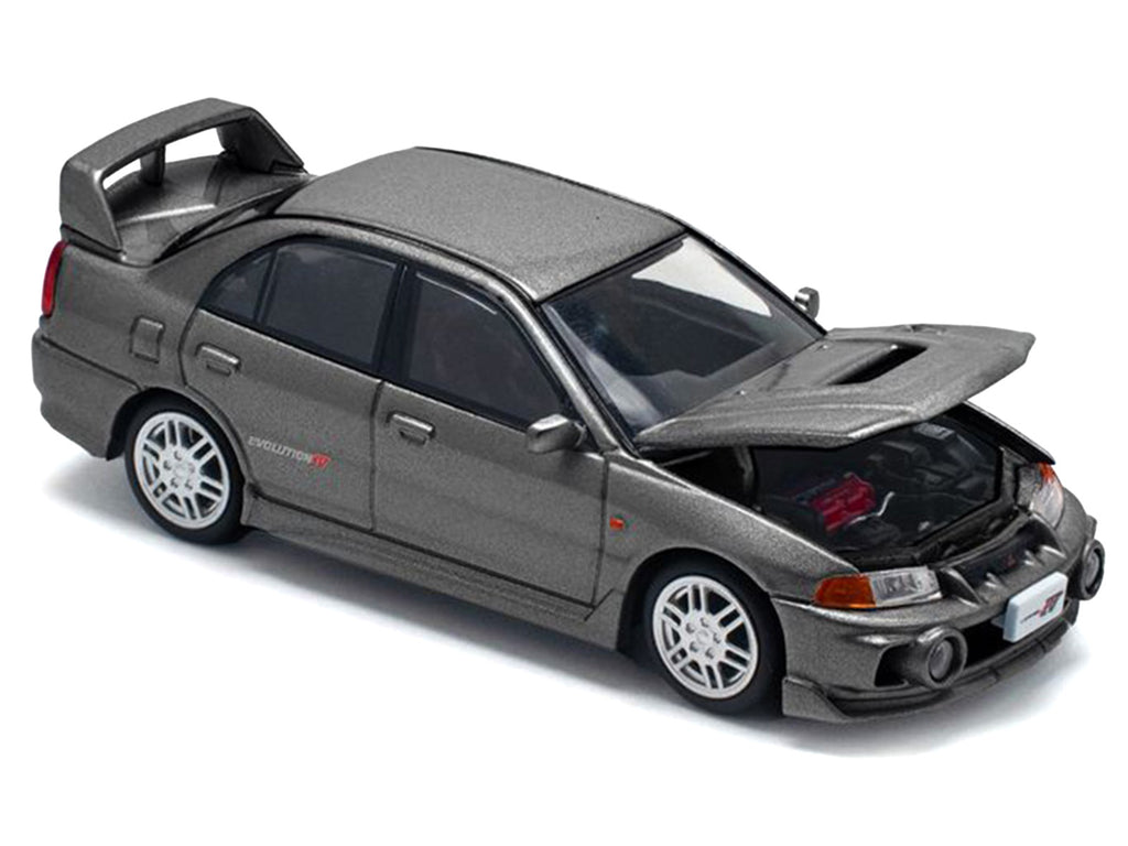 Mitsubishi Lancer Evolution IV RHD (Right Hand Drive) Dark Gray Metallic 1/64 Diecast Model Car by Pop Race