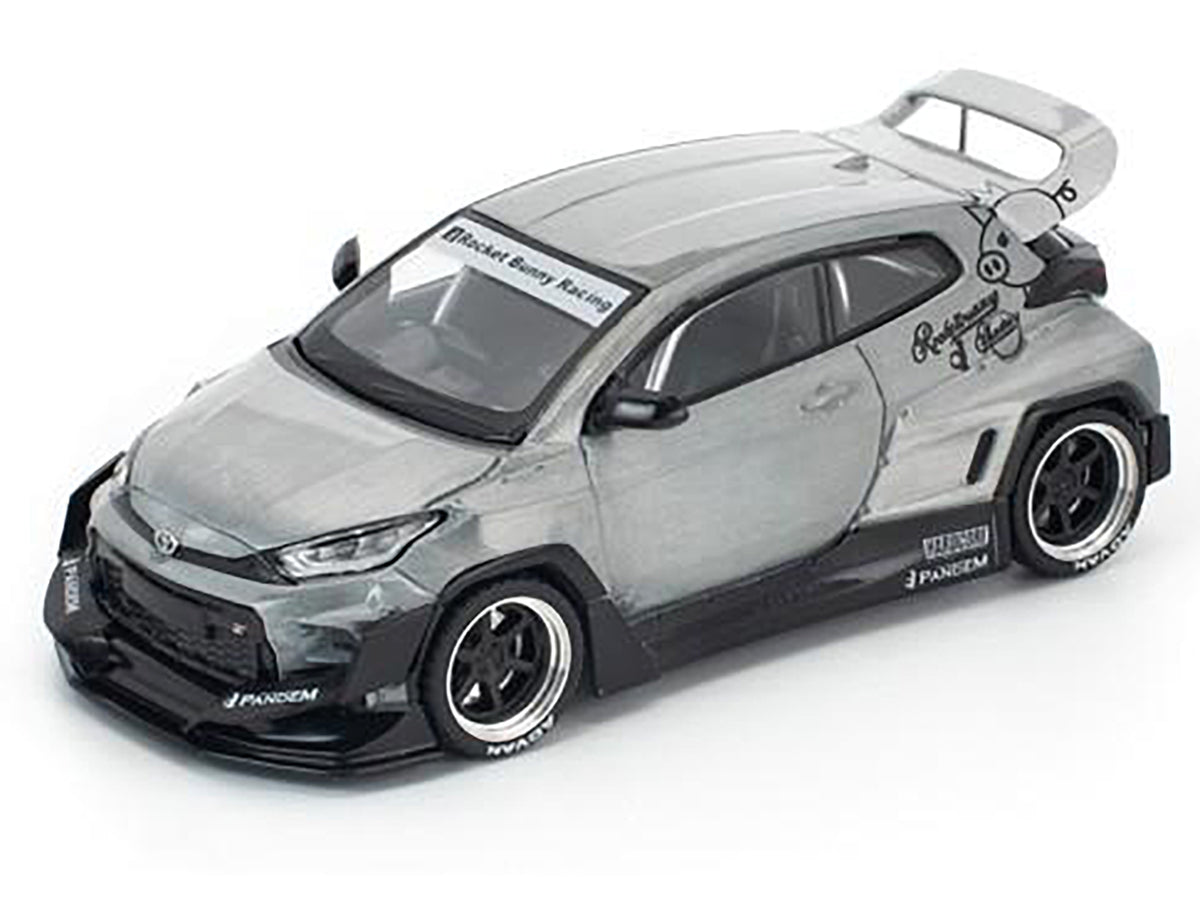 Toyota 'Pandem' GR Yaris RHD (Right Hand Drive) Raw Metal 1/64 Diecast Model Car by Pop Race