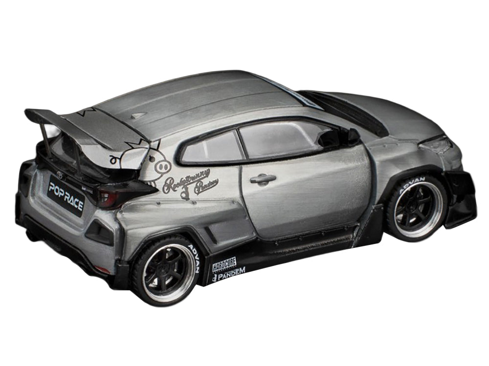 Toyota 'Pandem' GR Yaris RHD (Right Hand Drive) Raw Metal 1/64 Diecast Model Car by Pop Race