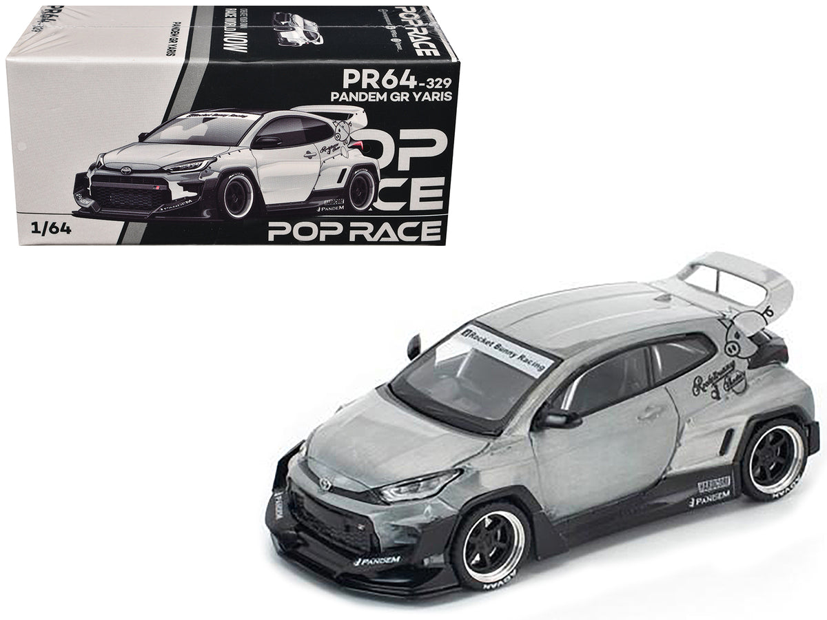 Toyota 'Pandem' GR Yaris RHD (Right Hand Drive) Raw Metal 1/64 Diecast Model Car by Pop Race