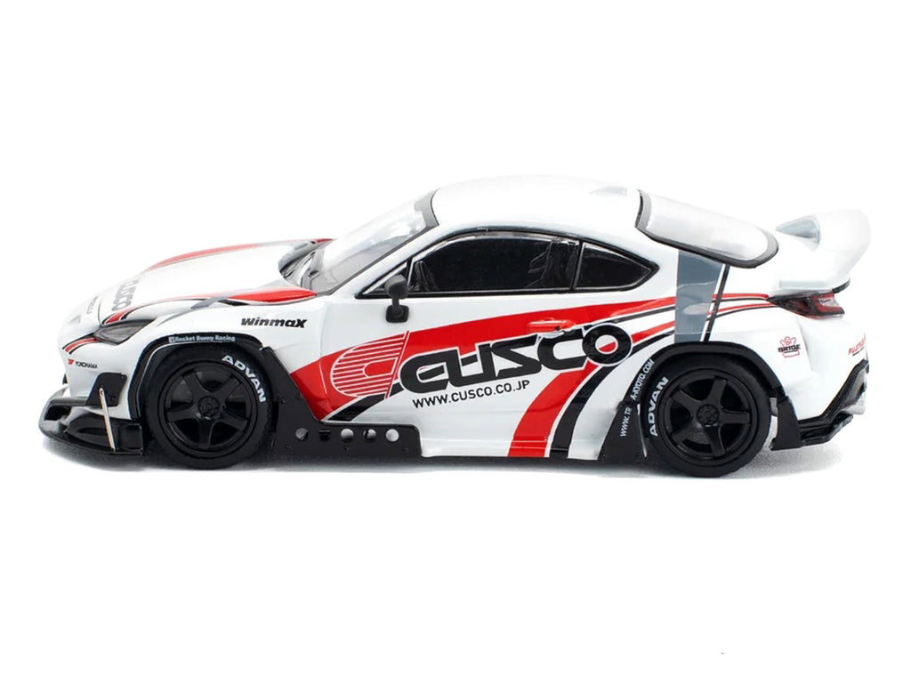 Toyota Pandem GR86 'Cusco' White with Racing Graphics 1/64 Diecast Model Car by Pop Race