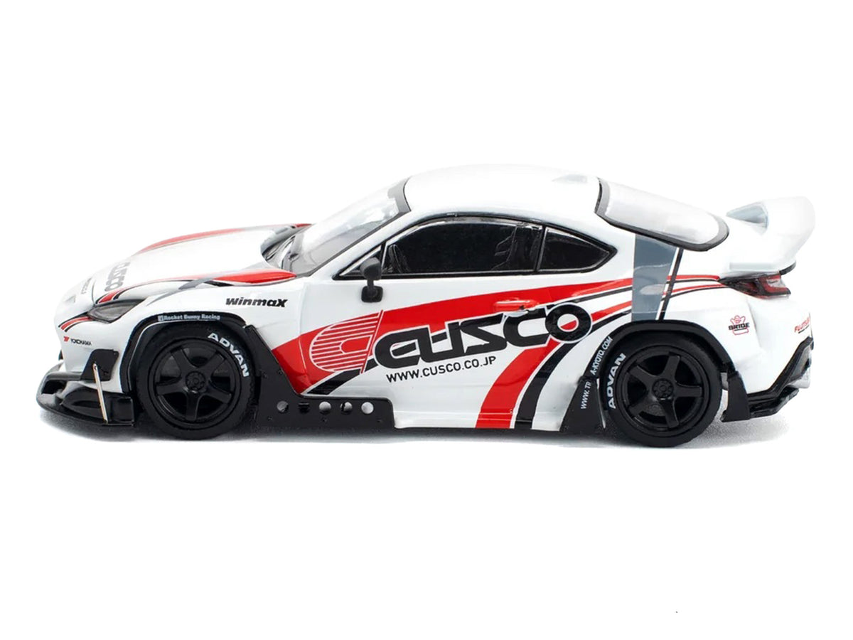 Toyota Pandem GR86 'Cusco' White with Racing Graphics 1/64 Diecast Model Car by Pop Race