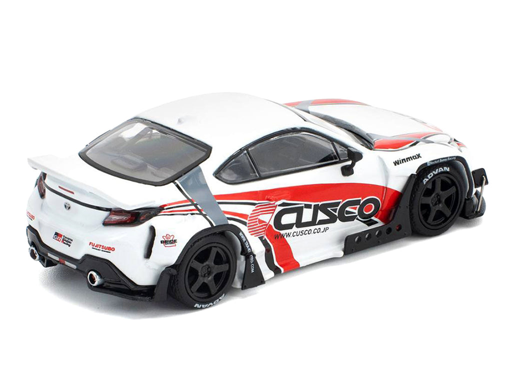 Toyota Pandem GR86 'Cusco' White with Racing Graphics 1/64 Diecast Model Car by Pop Race