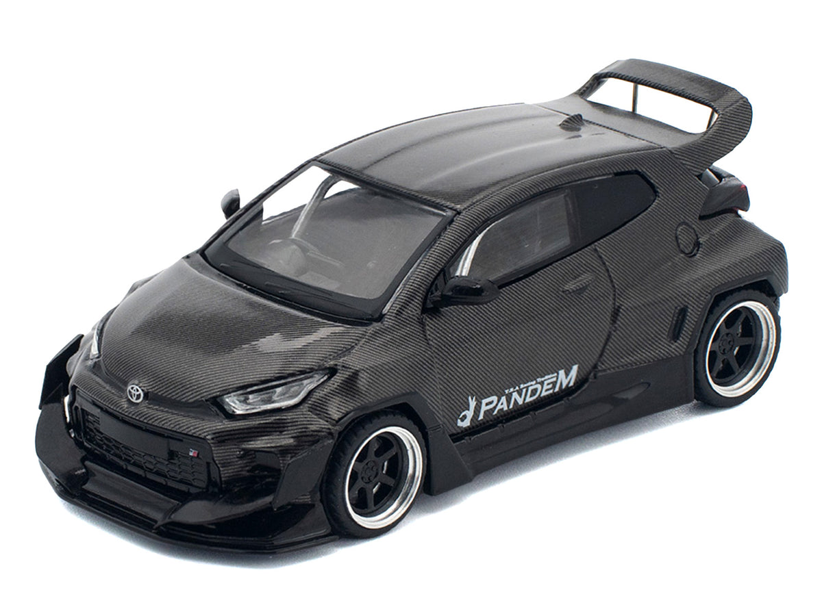 Toyota 'Pandem' GR Yaris RHD (Right Hand Drive) Carbon Fiber 1/64 Diecast Model Car by Pop Race