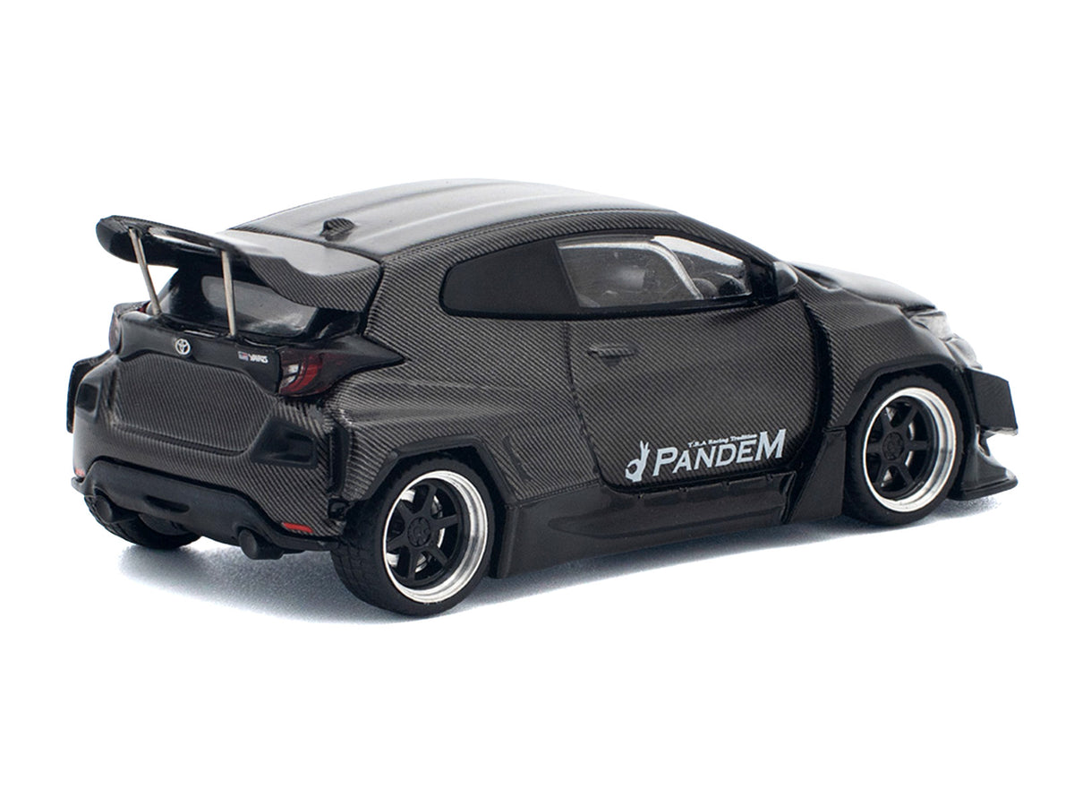 Toyota 'Pandem' GR Yaris RHD (Right Hand Drive) Carbon Fiber 1/64 Diecast Model Car by Pop Race