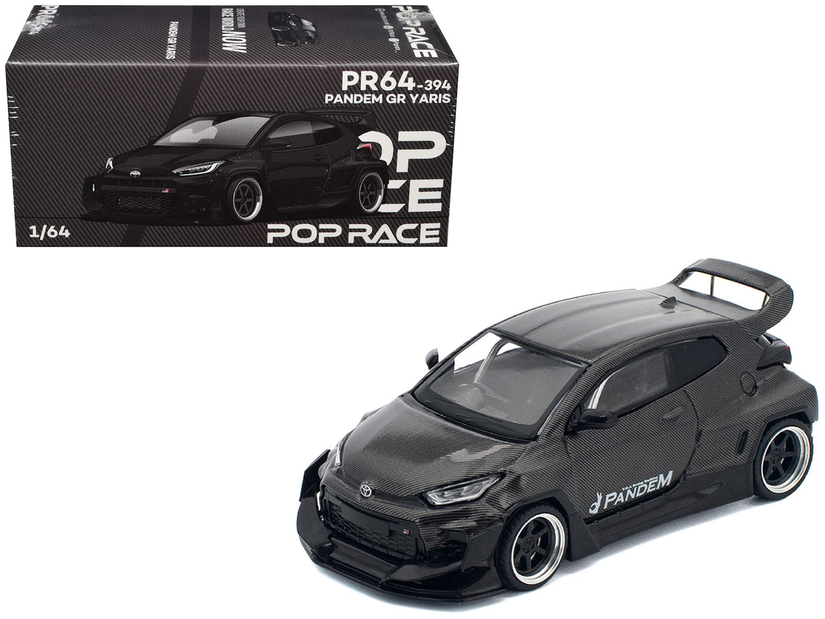 Toyota 'Pandem' GR Yaris RHD (Right Hand Drive) Carbon Fiber 1/64 Diecast Model Car by Pop Race
