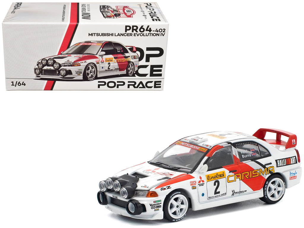 Mitsubishi Lancer Evolution IV RHD (Right Hand Drive) #2 Richard Burns - Robert Reid 'Monte Carlo Rally' (1998) 1/64 Diecast Model Car by Pop Race