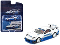 Mazda RX7 RE-Amemiya RHD (Right Hand Drive) #62 White and Blue with Graphics 'Enigma Exclusive Edition' 1/64 Diecast Model Car by Pop Race