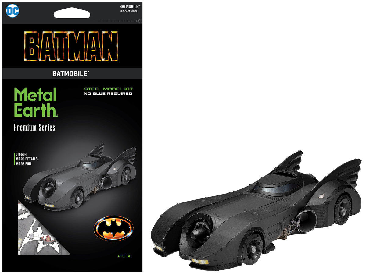Model Kit 1989 Batmobile Black 'Batman' (1989) Movie (Challenging Difficulty) Steel Model by Metal Earth