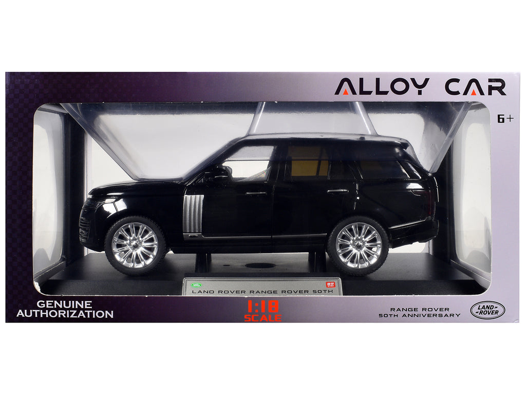 Land Rover Ranger Rover 50th Anniversary Black Metallic with Sunroof 1/18 Diecast Model Car by Heimanba