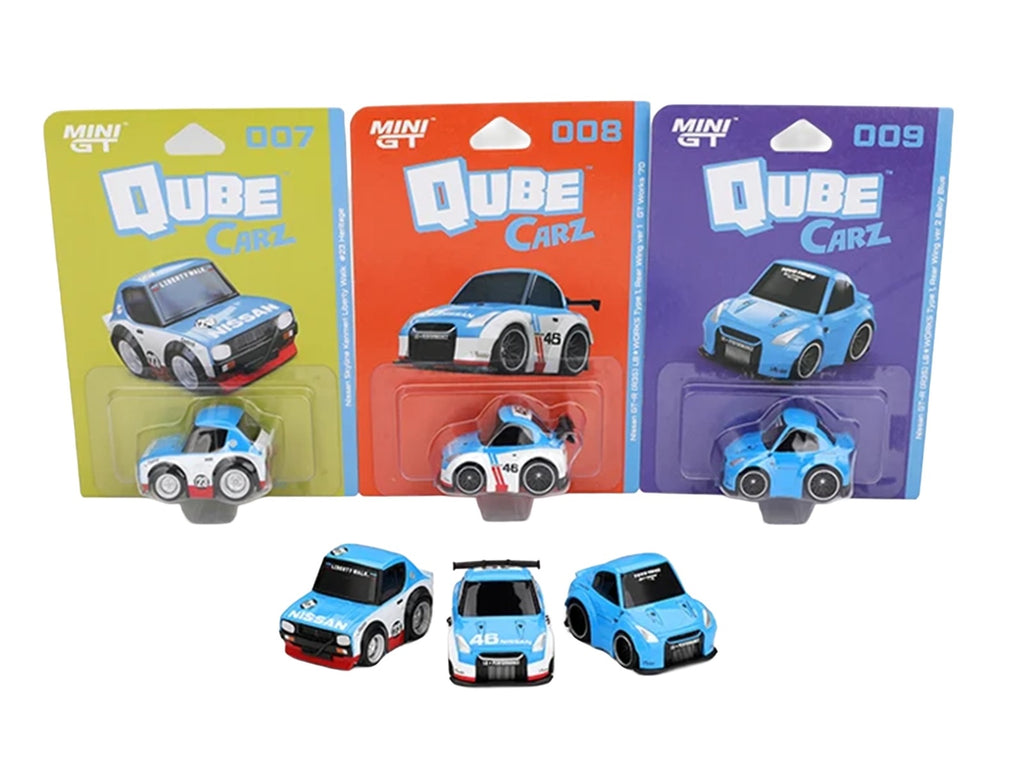 'QubeCarz' Series #2 Set of 3 pieces 1/64 Diecast Model Cars by Mini GT
