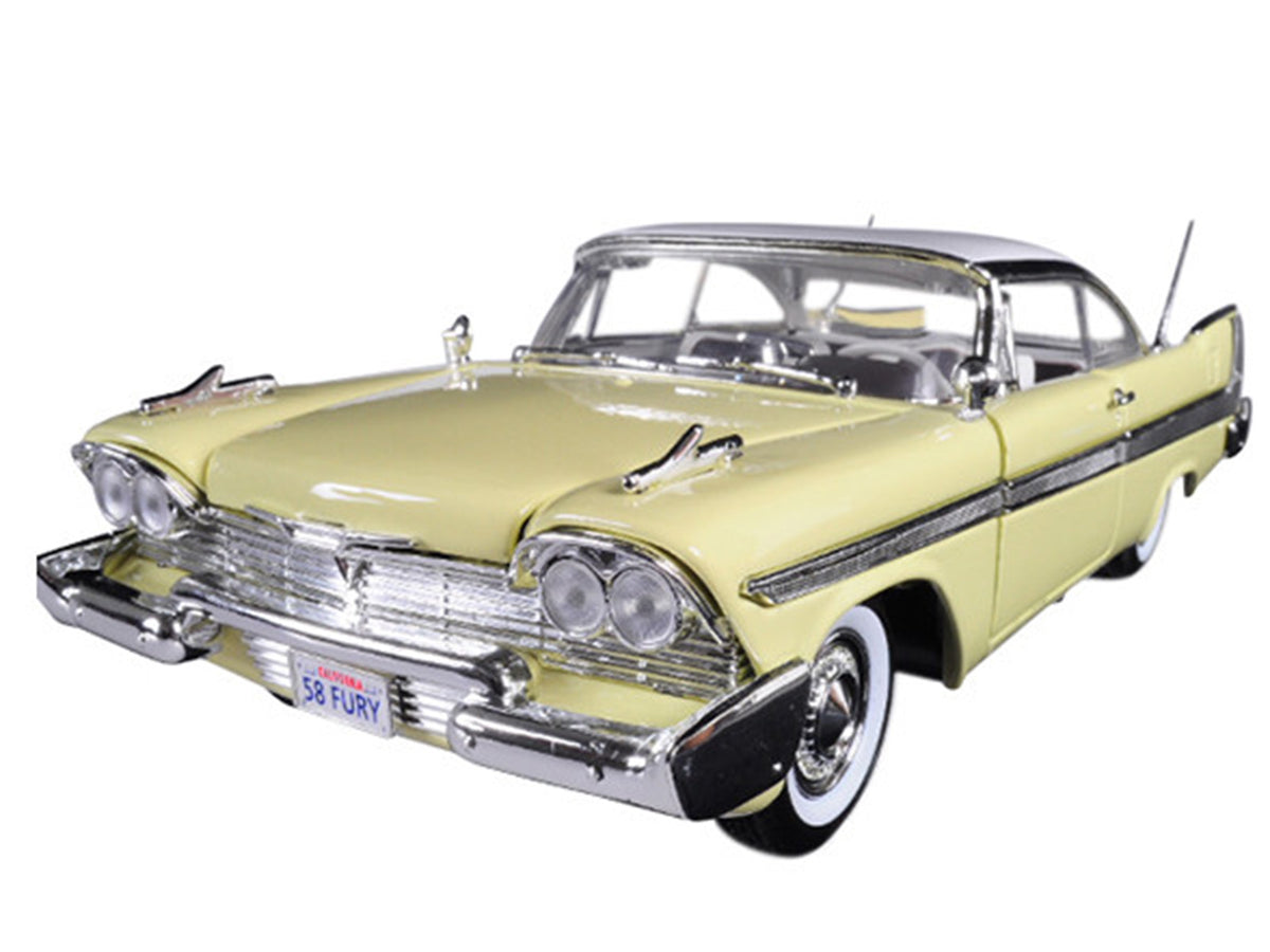 1958 Plymouth Fury 'Timeless Classics' Yellow with White Top 1/18 Diecast Model Car by Motormax