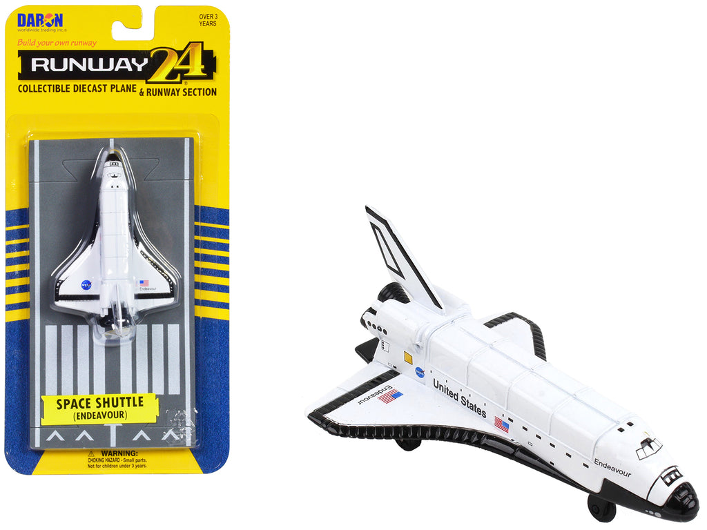 NASA 'Endeavour' Space Shuttle White 'United States' with Runway Section Diecast Model Airplane by Runway24