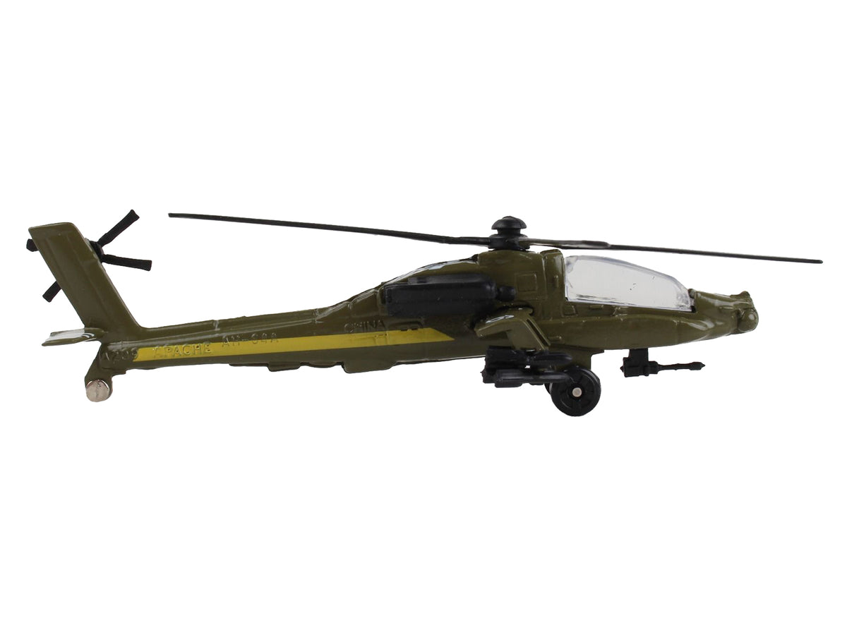 Boeing AH-64 Apache Helicopter Olive Drab 'United States Army' with Runway Section Diecast Model by Runway24