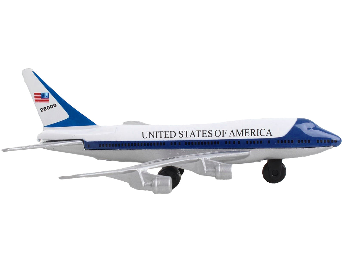 Boeing VC-25 Aircraft White and Blue 'United States Air Force One' with Runway Section Diecast Model Airplane by Runway24